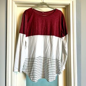 Colorblock Striped Boutique Top with Lace Back